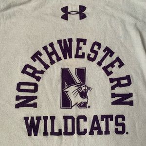 🎇🎆3for&9 Northwestern University Girls raglan shirt; large; white,gray, purple